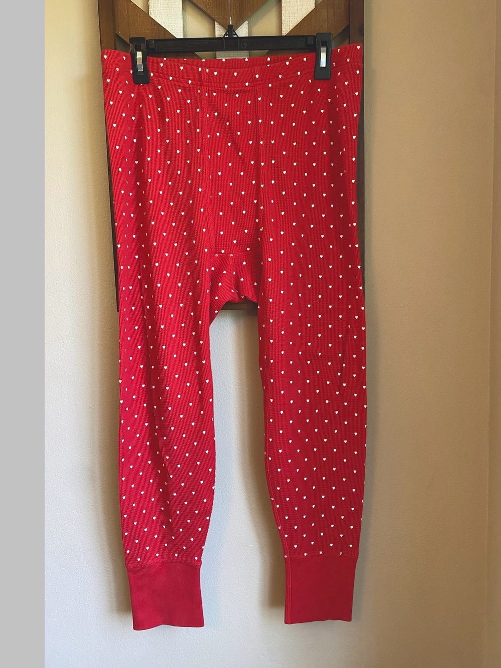 The GREAT M 2 Red White Hearts Thermal Waffle Pants Eddie Bauer Sleep PJs Pajama